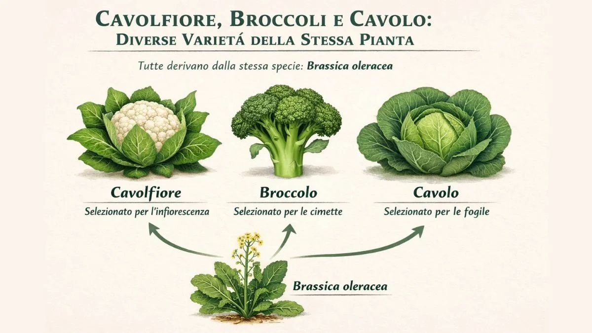 Molti non lo sanno, ma cavolfiore, broccoli e cavolo sono in realtà diverse varietà della stessa pianta
