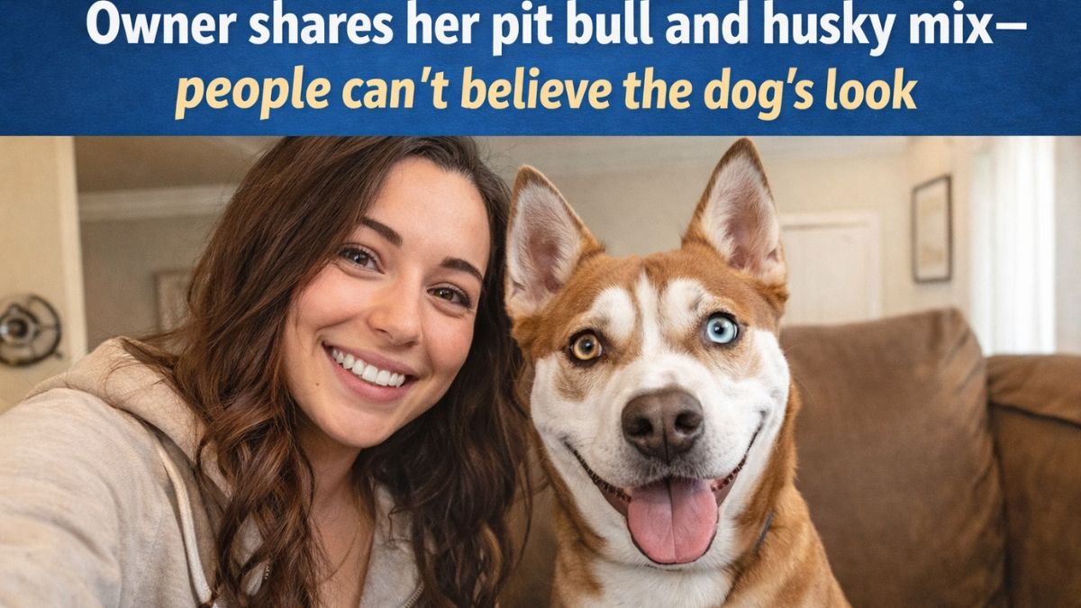 Owner shares her pit bull and husky mix—people can't believe the dog's look